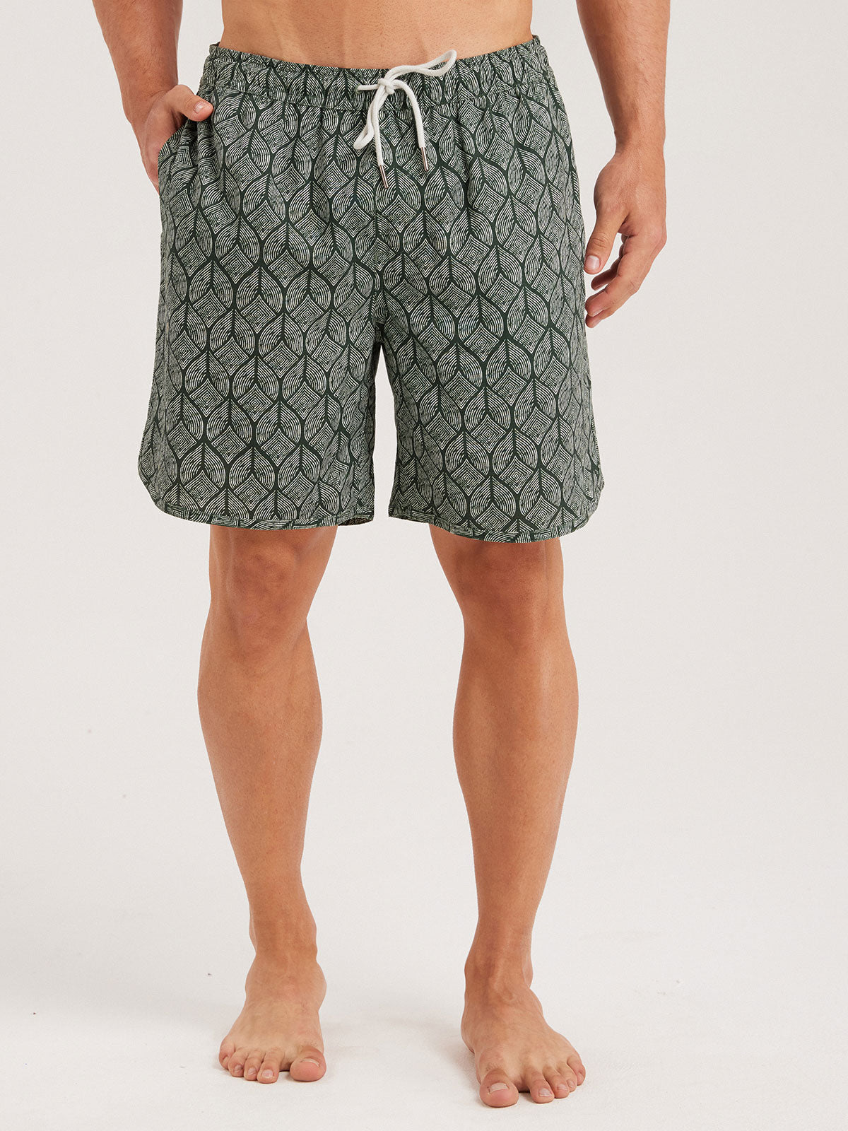 Men'S Woven Cotton And Linen Swim Shorts Sustainable Men's Beach Shorts - BERLOOK