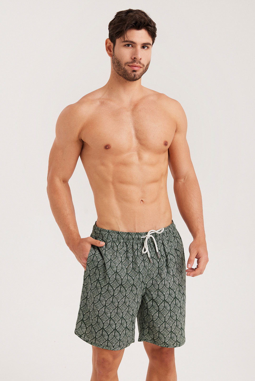 Men'S Woven Cotton And Linen Swim Shorts Sustainable Men's Beach Shorts - BERLOOK
