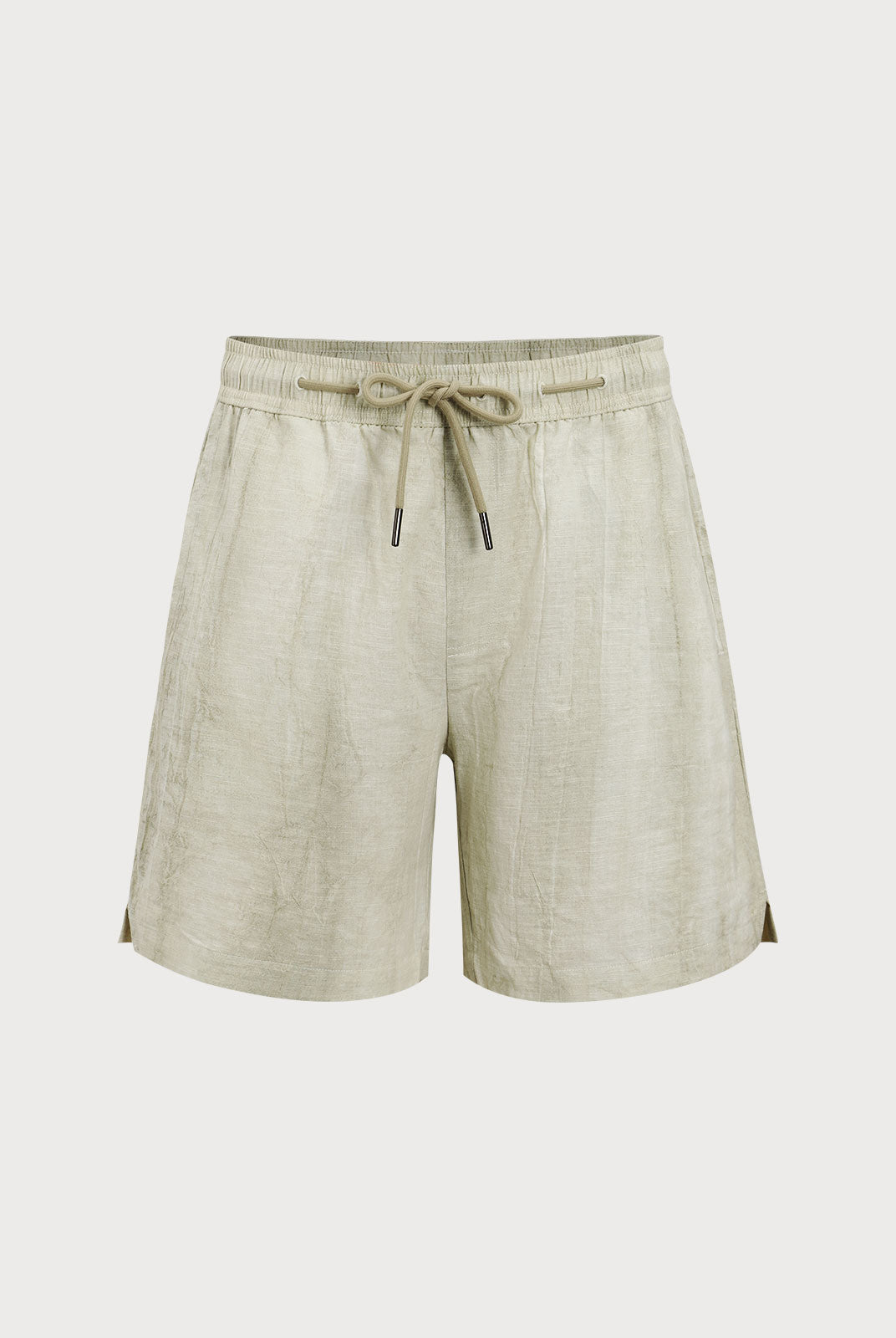 Men'S Woven Linen Swim Shorts Green Sustainable Men's Beach Shorts - BERLOOK