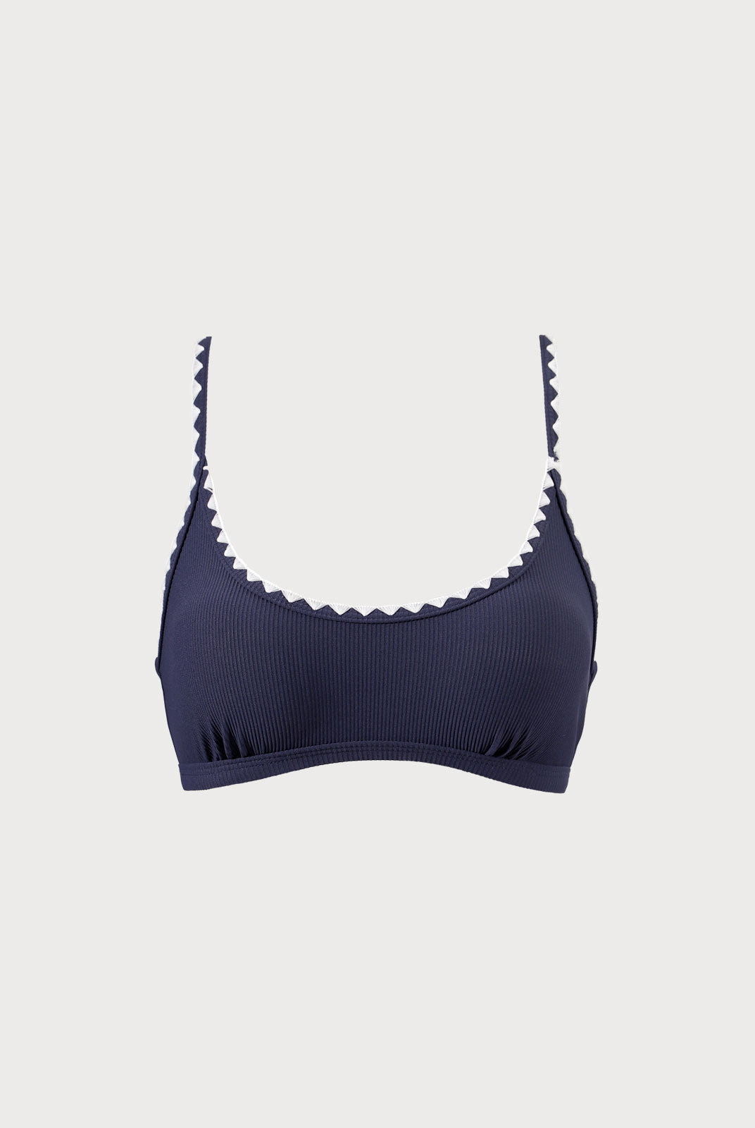 Navy Contrast Stitch Backless Bikini Top Navy Sustainable Bikinis - BERLOOK