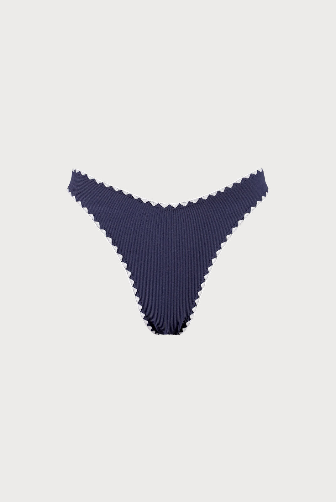 Navy Contrast Stitch Bikini Bottom Navy Sustainable Bikinis - BERLOOK