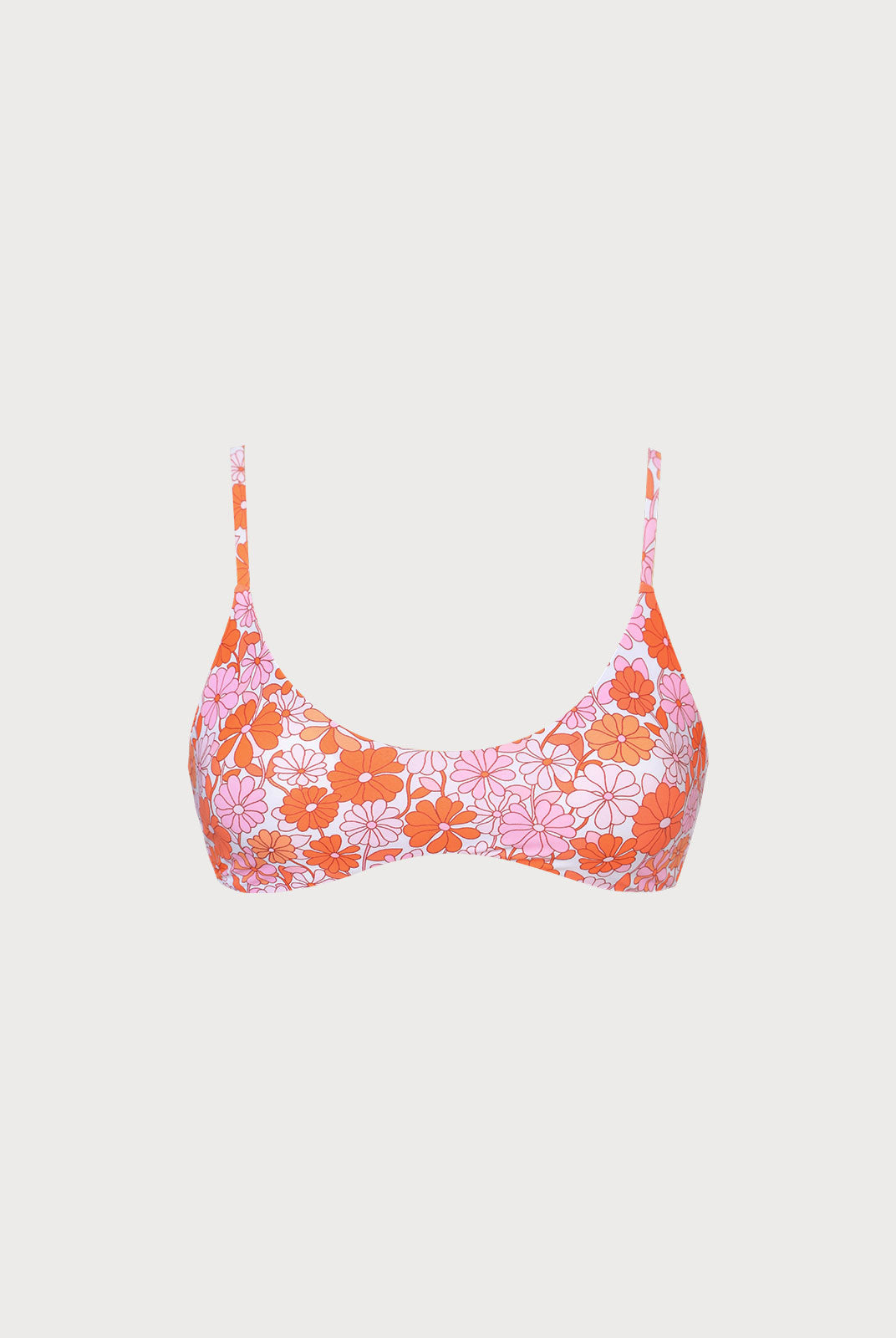 Orange Floral Backless Bikini Top Sustainable Bikinis - BERLOOK