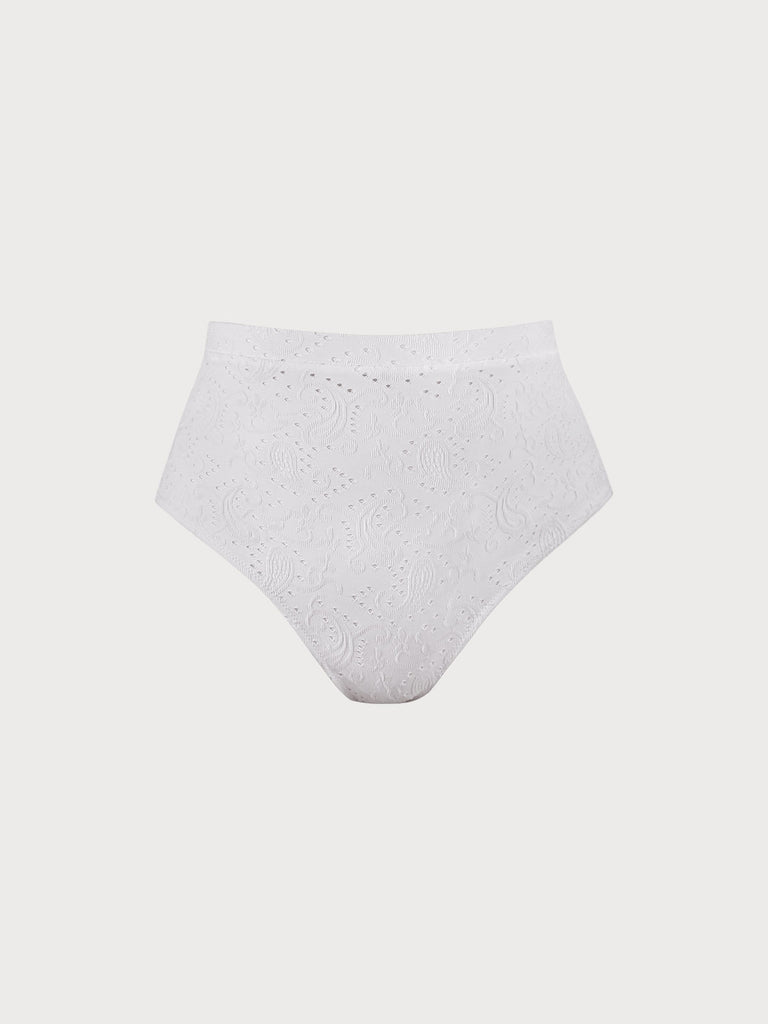 Paisley Plus Size Bikini Bottom White Sustainable Plus Size Bikinis - BERLOOK