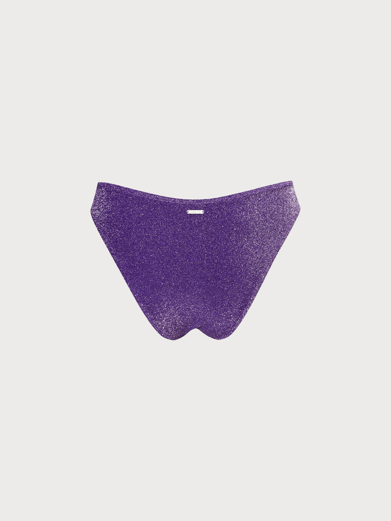 Purple Lurex Bikini Bottom Sustainable Bikinis - BERLOOK