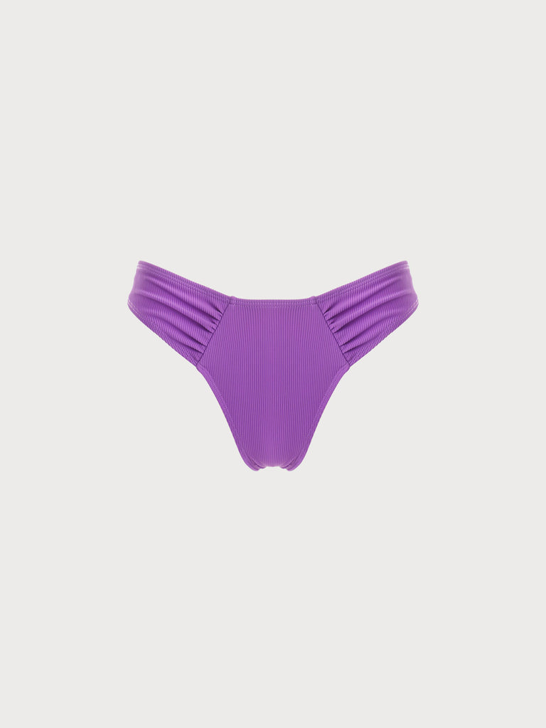 Purple Ruched Plus Size Bikini Bottom Purple Sustainable Plus Size Bikinis - BERLOOK