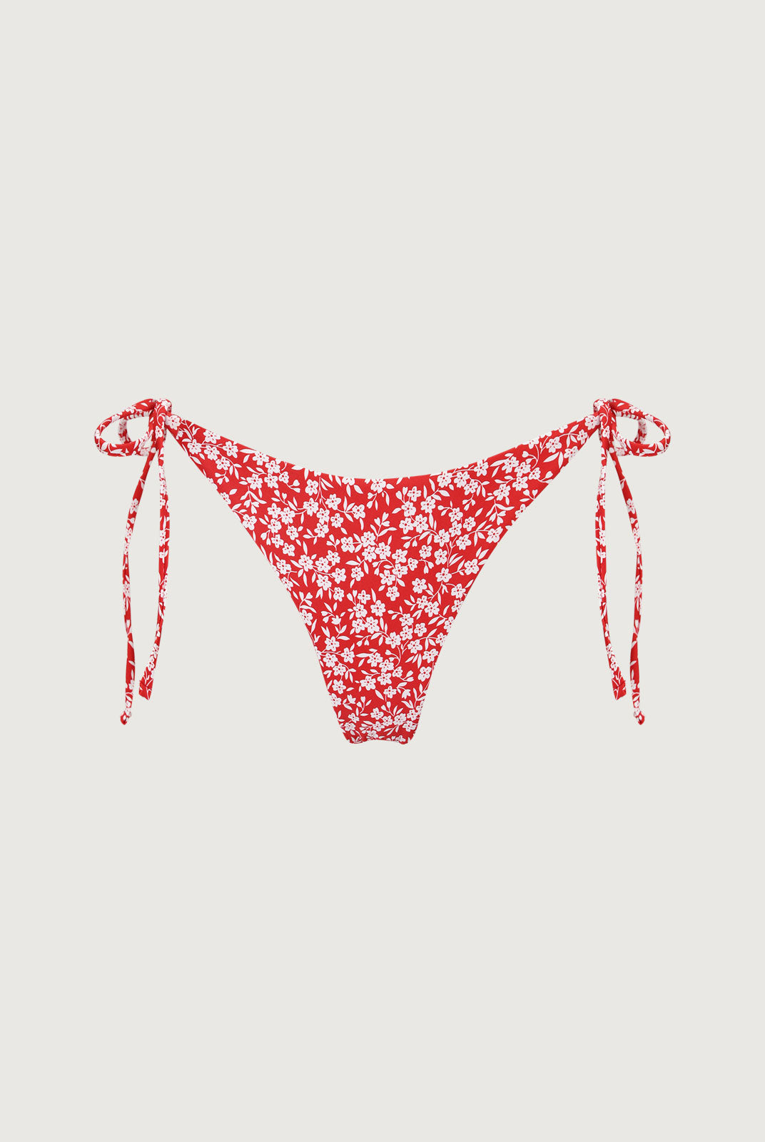 Red Reversible Tie Floral Bikini Bottom Red Sustainable Bikinis - BERLOOK