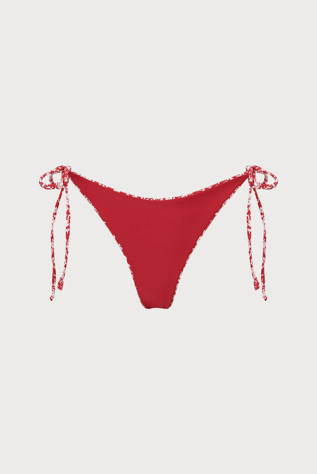 Red Reversible Tie Floral Bikini Bottom Sustainable Bikinis - BERLOOK