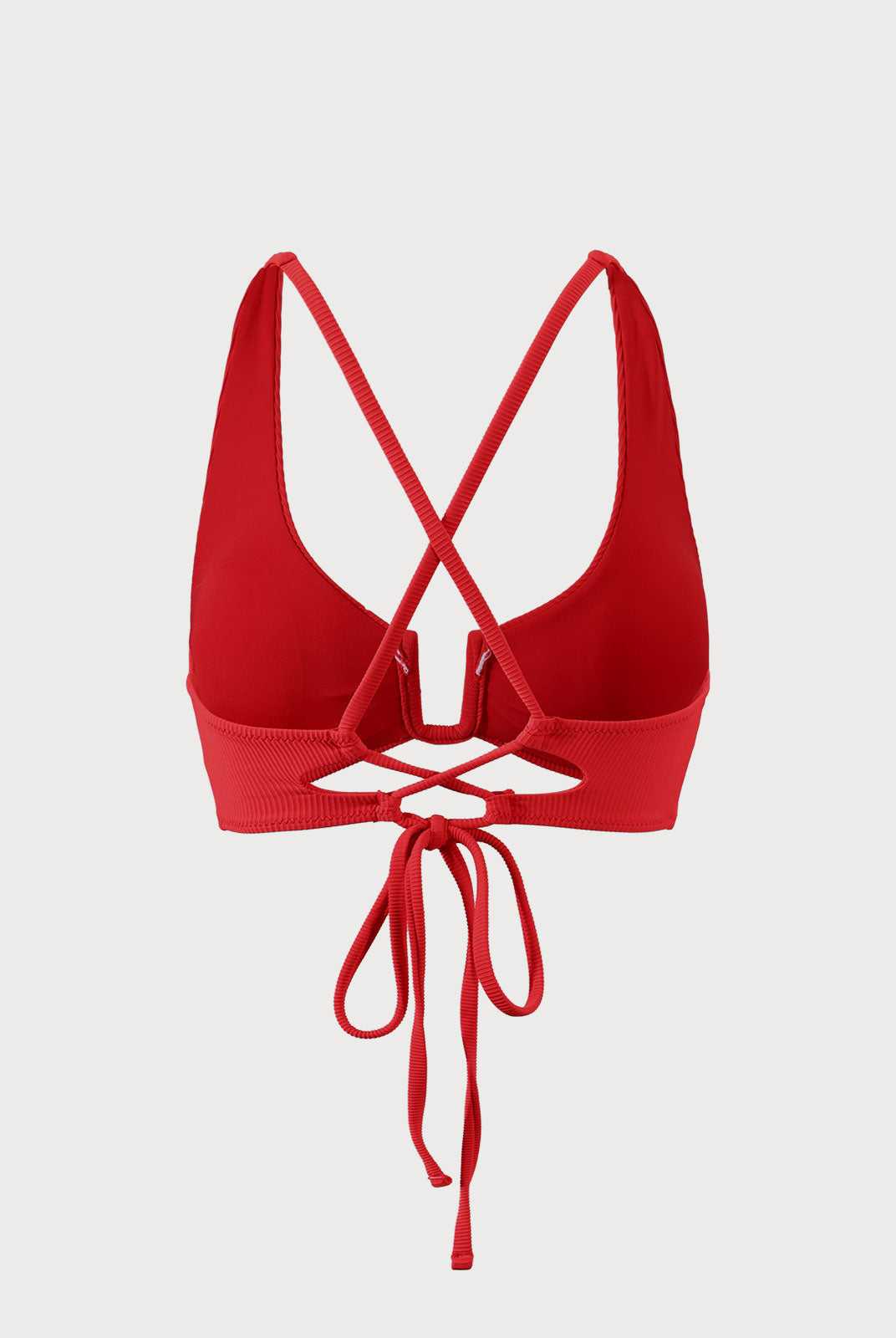 Red U-Ring Cross Back Bikini Top Sustainable Bikinis - BERLOOK