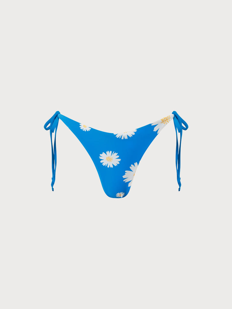 Reversible Daisy Tie Bikini Bottom Blue Sustainable Bikinis - BERLOOK