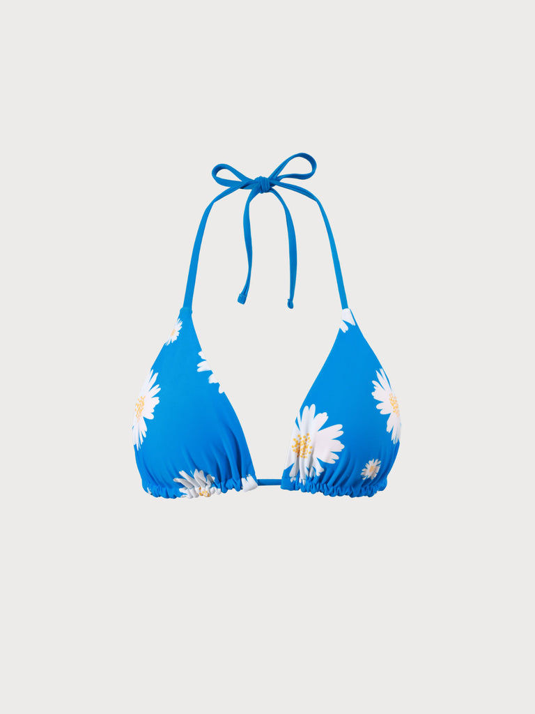 Reversible Daisy Triangle Bikini Top Blue Sustainable Bikinis - BERLOOK