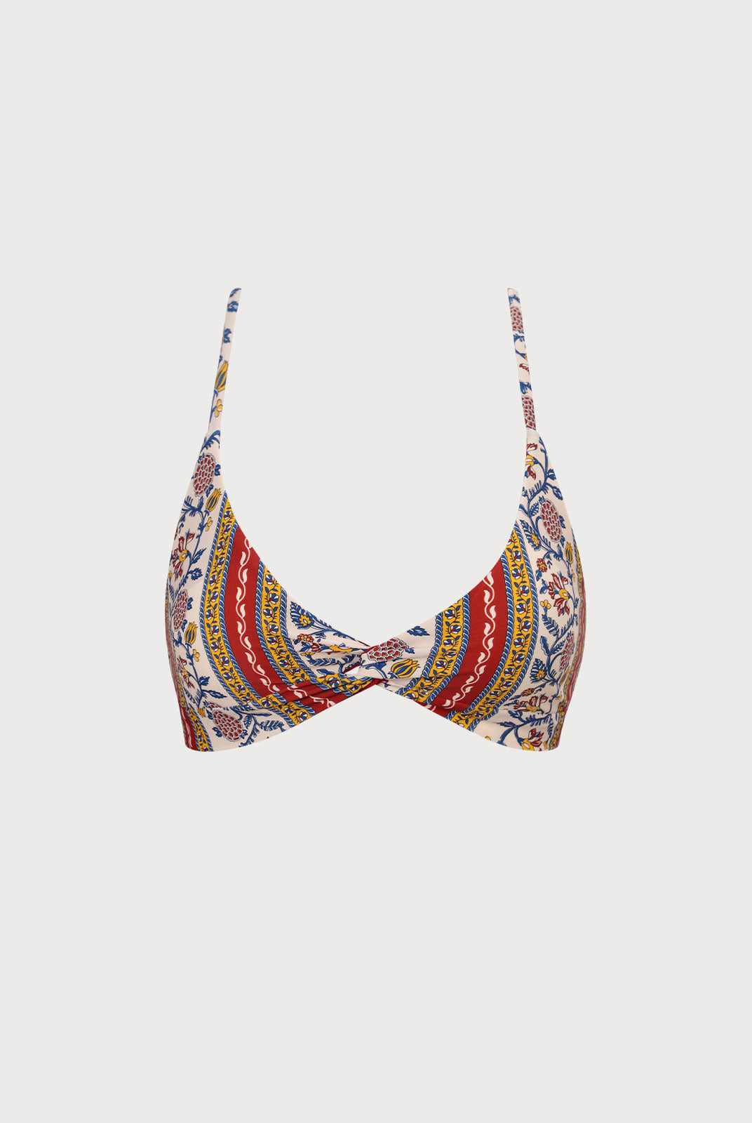 Reversible Twist Front Floral Bikini Top Burgundy Sustainable Bikinis - BERLOOK