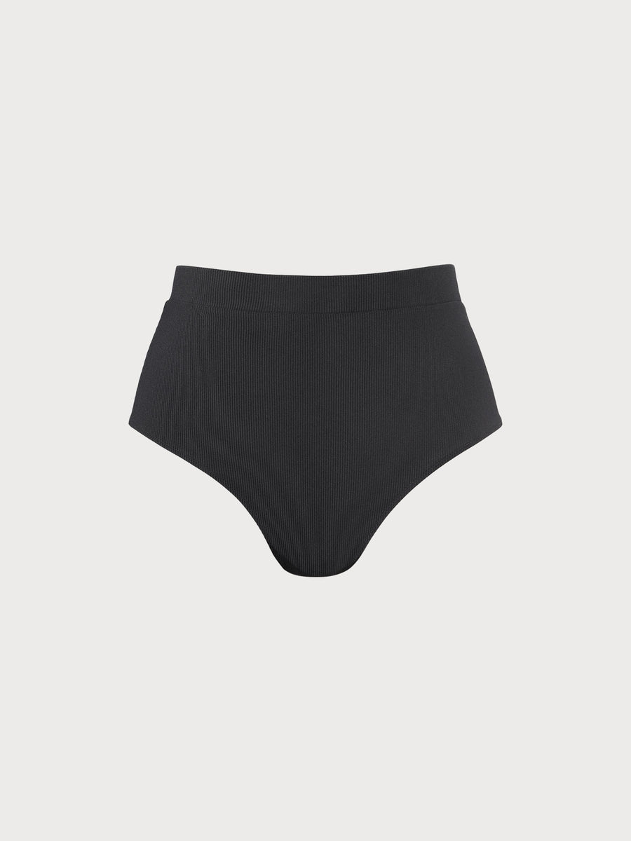 Black Ribbed Plus Size Bikini Bottom & Reviews Black Sustainable