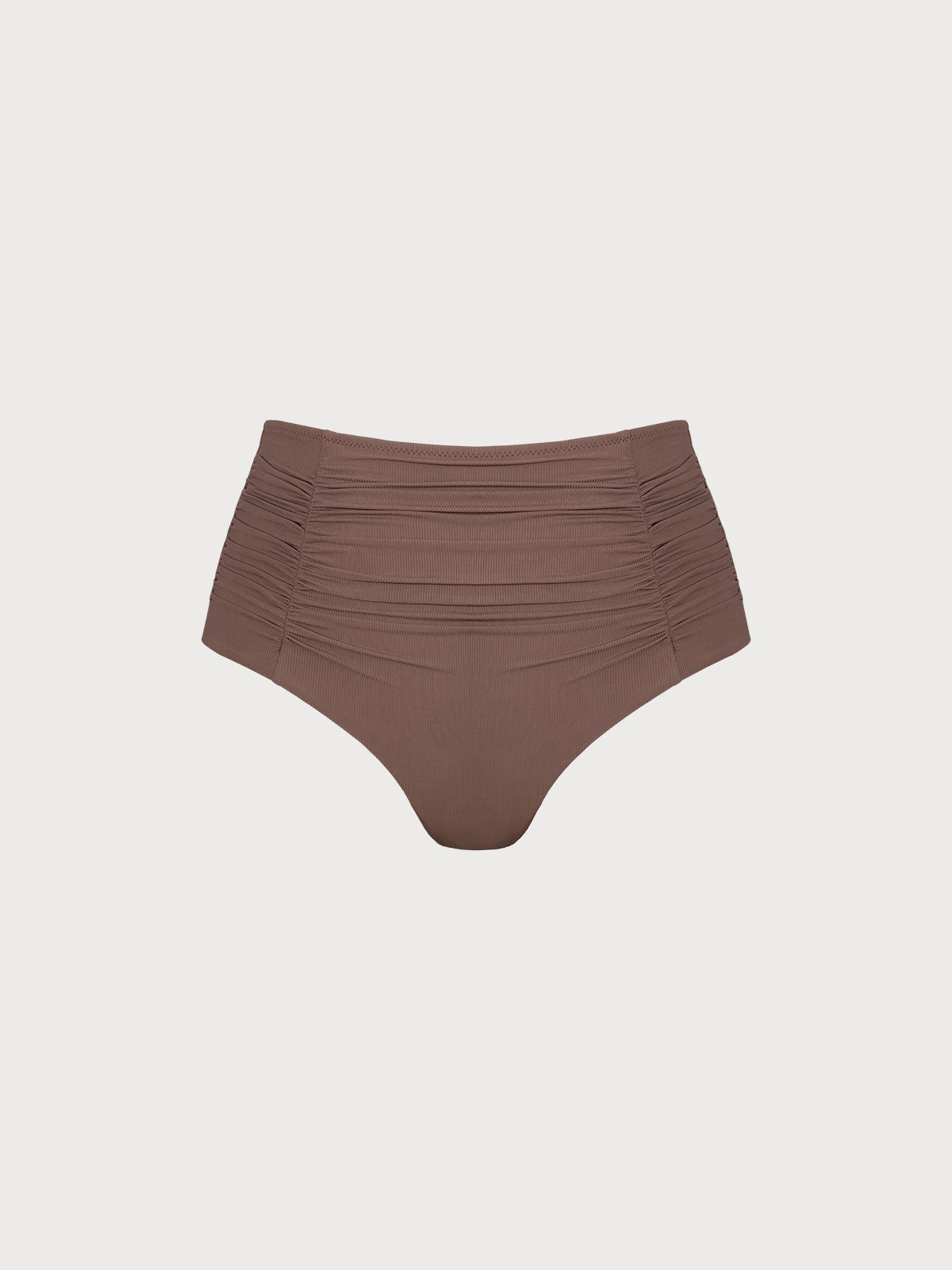 Ruched Plus Size Tankini Bottom Brown Sustainable Plus Size Tankinis - BERLOOK