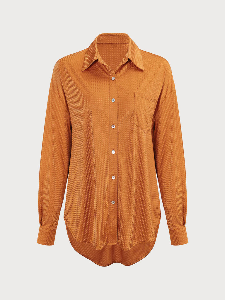 Shirt Collar Textured Cover Up Caramel Sustainable Cover-ups - BERLOOK
