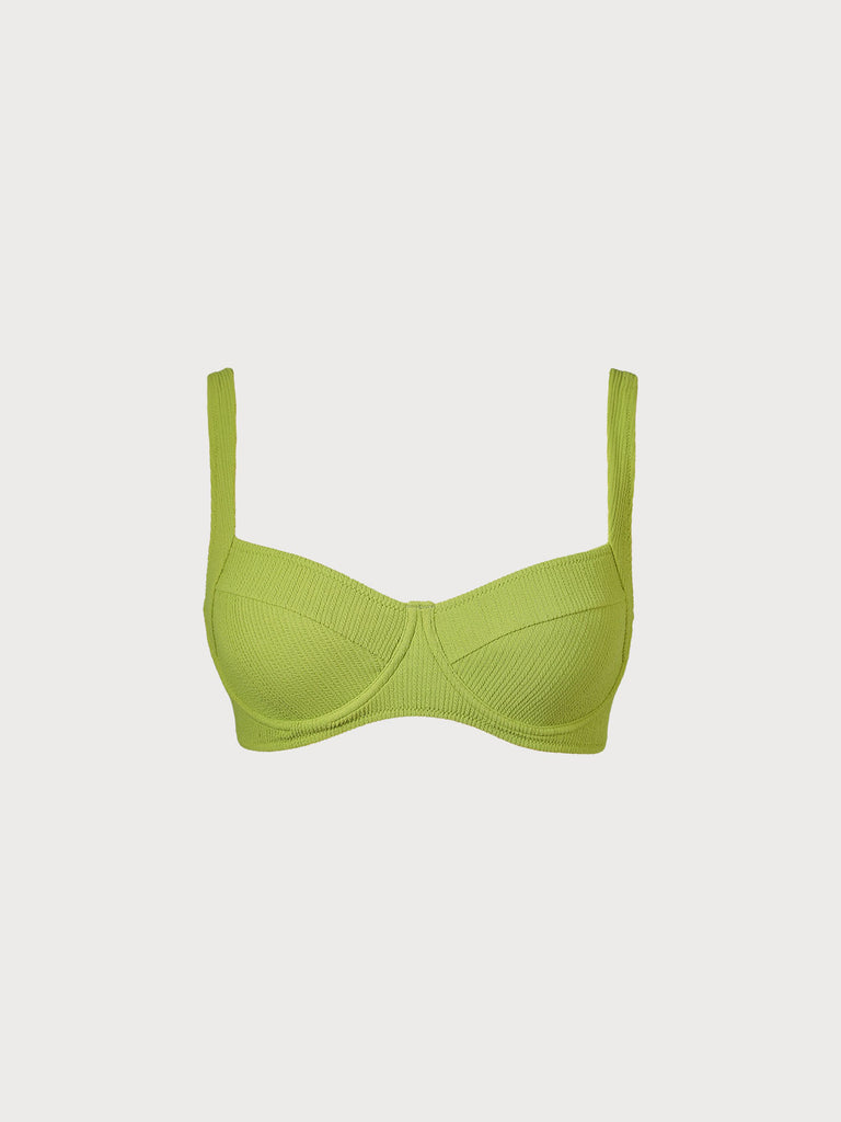 Solid Backless Underwire Bikini Top Light Green Sustainable Bikinis - BERLOOK