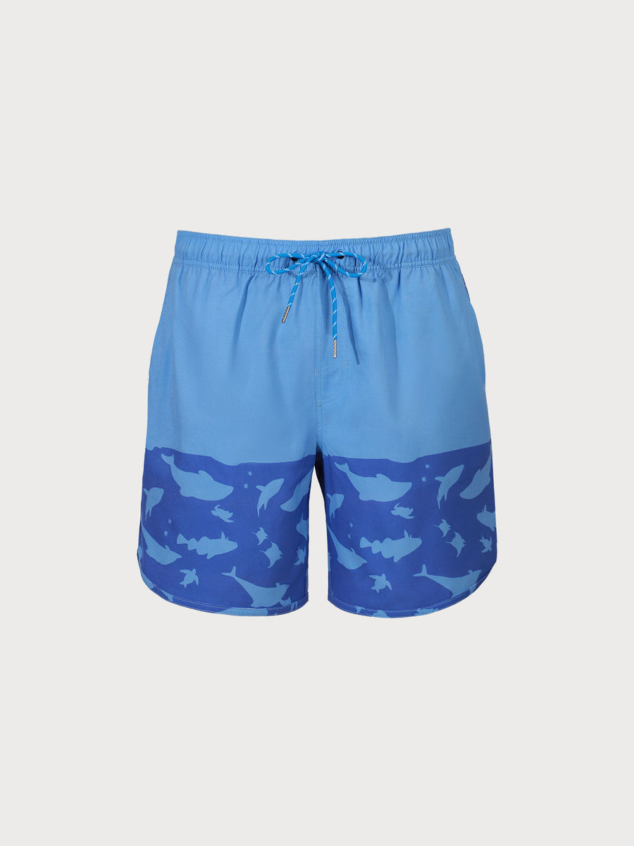 ‘BLUE PRINT’ Men's Elastic Beach Shorts (AOP)