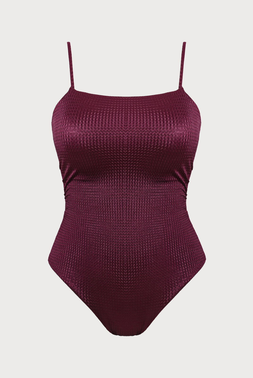 Textured Backless Plus Size One-Piece Swimsuit Burgundy Sustainable Plus Size One-Pieces - BERLOOK