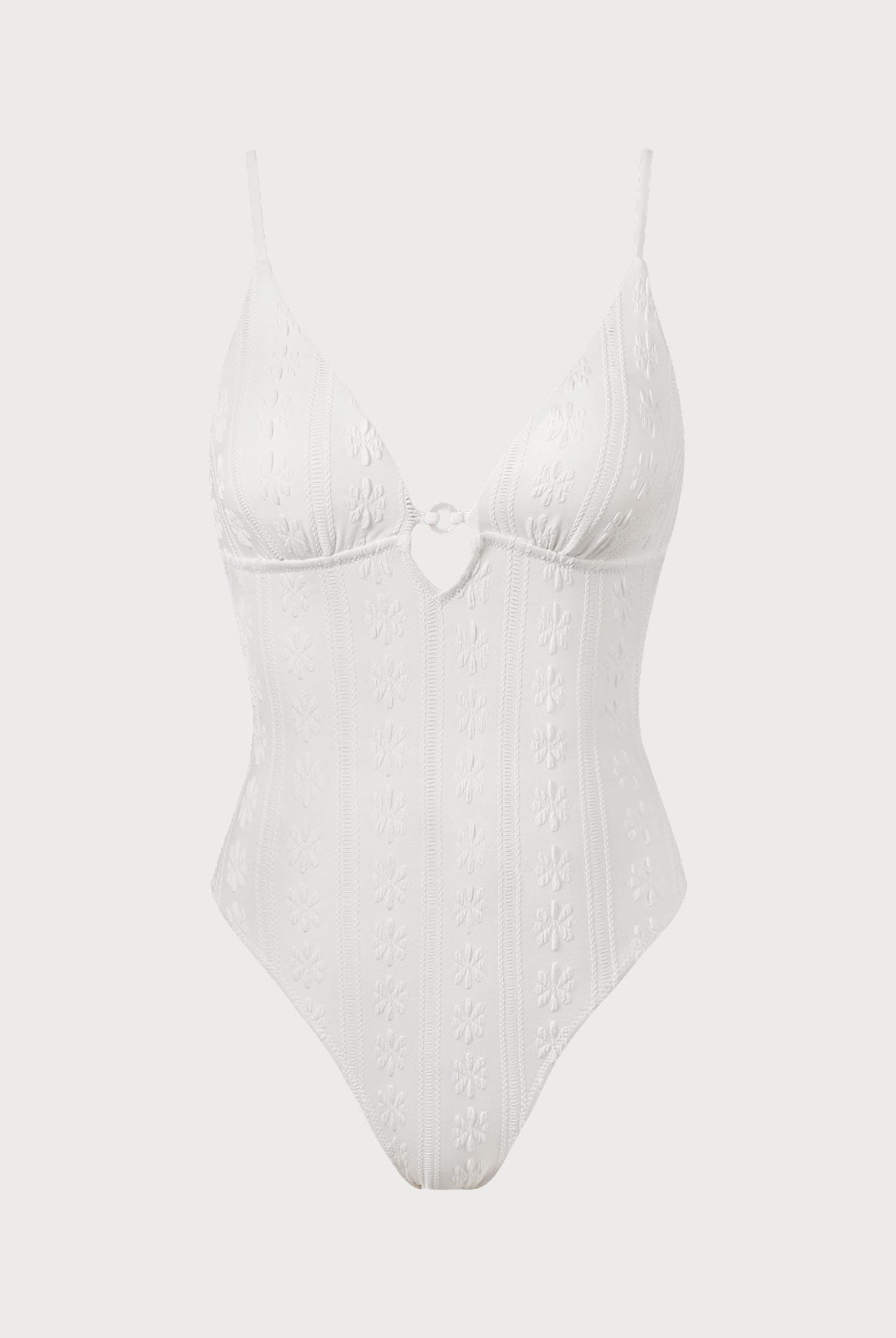 Textured Cutout One Piece Swimwear White Sustainable One-Pieces - BERLOOK