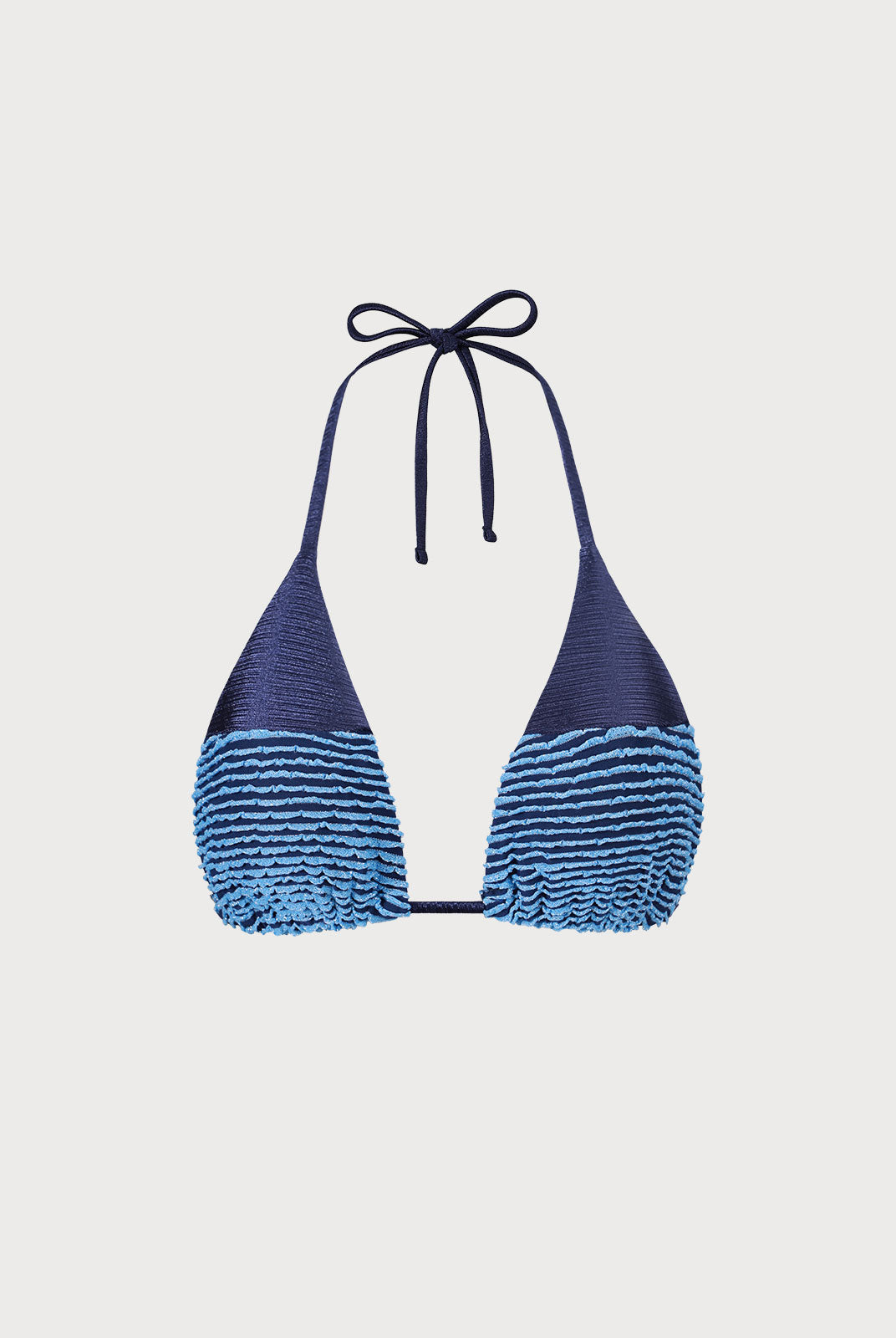 Textured Frill Triangle Bikini Top Navy Sustainable Bikinis - BERLOOK