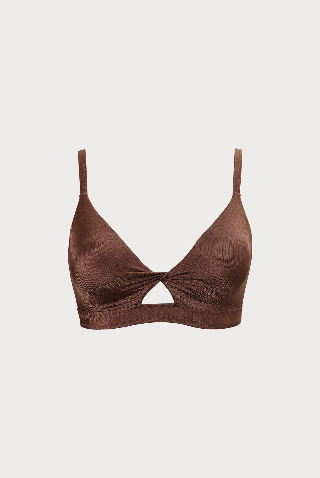 Twist Cutout Plus Size Bikini Top Coffee Sustainable Plus Size Bikinis - BERLOOK