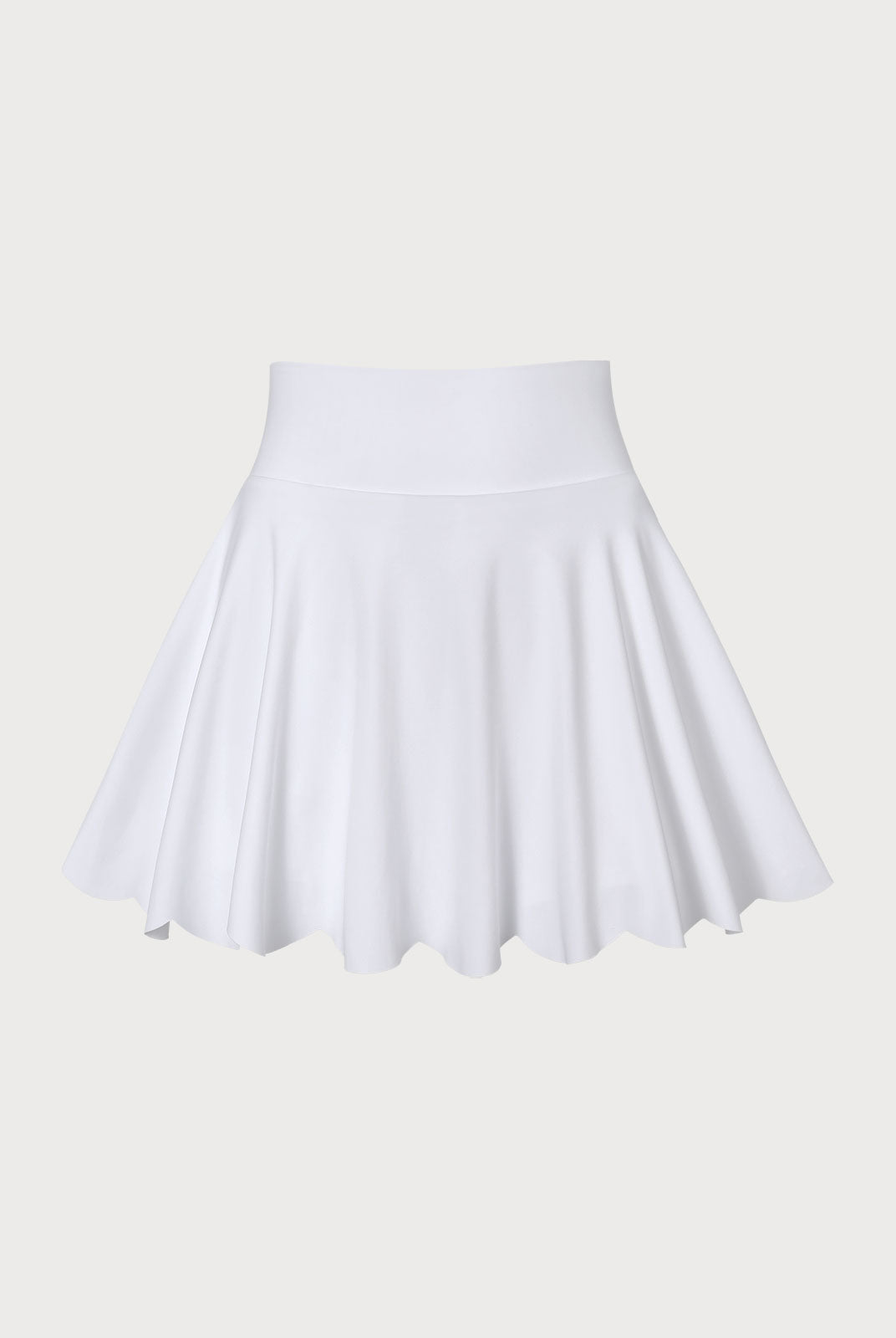 White Scallop Hem Skort Sustainable Yoga Bottoms - BERLOOK
