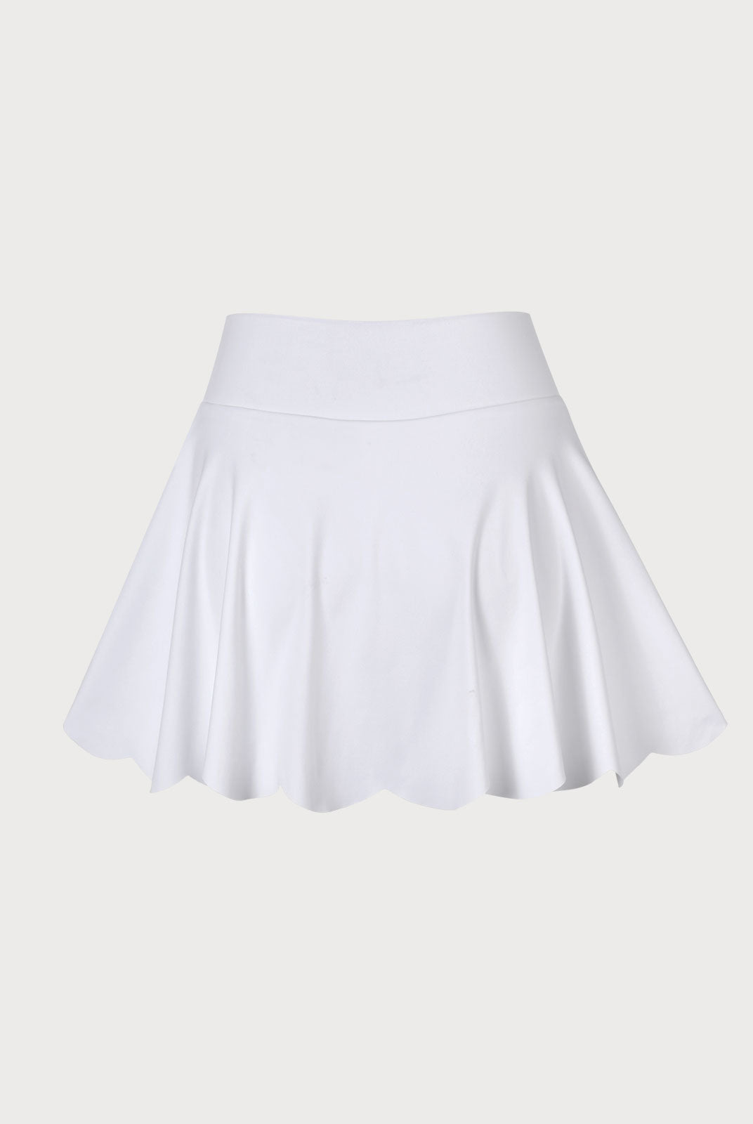 White Scallop Hem Skort Sustainable Yoga Bottoms - BERLOOK