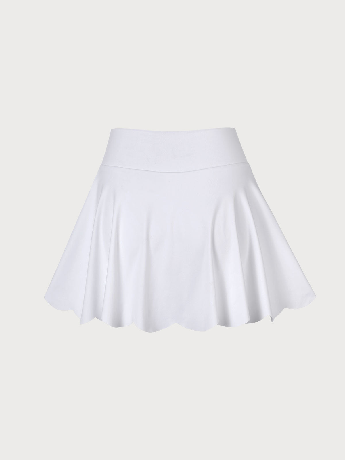 White Scallop Hem Skort Sustainable Yoga Bottoms - BERLOOK