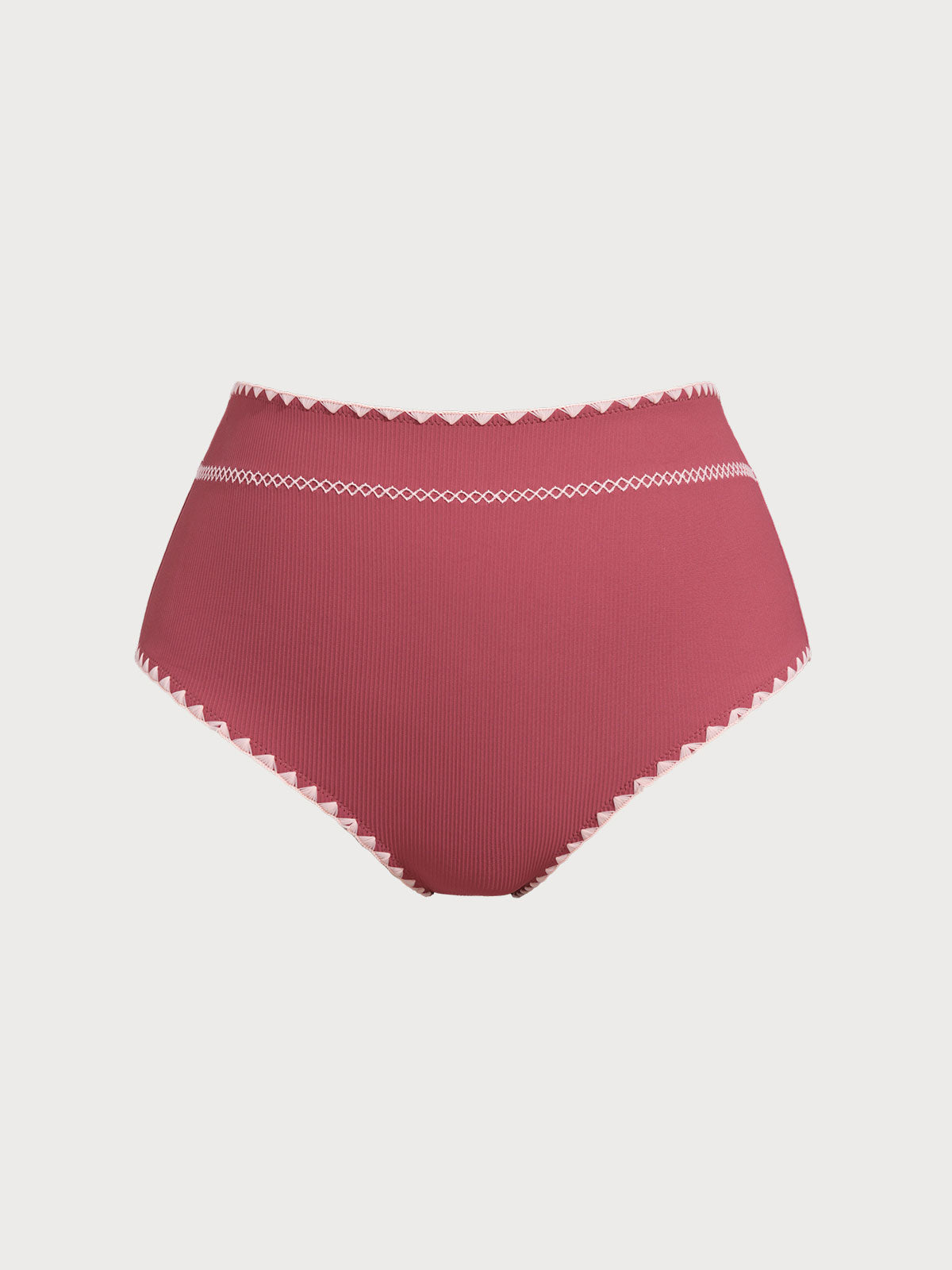 Women Knitted Nylon Bikini Bottoms Brick Red Sustainable Plus Size Bikinis - BERLOOK
