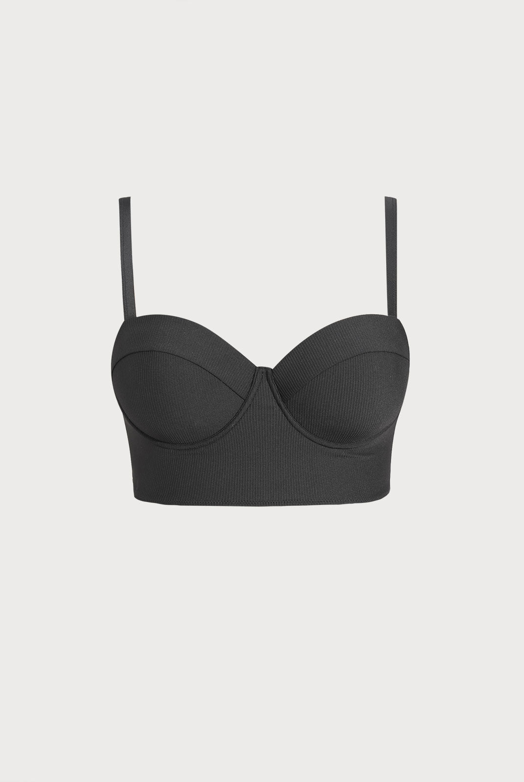 Women Knitted Nylon Bikini Tops Black Sustainable Plus Size Bikinis - BERLOOK