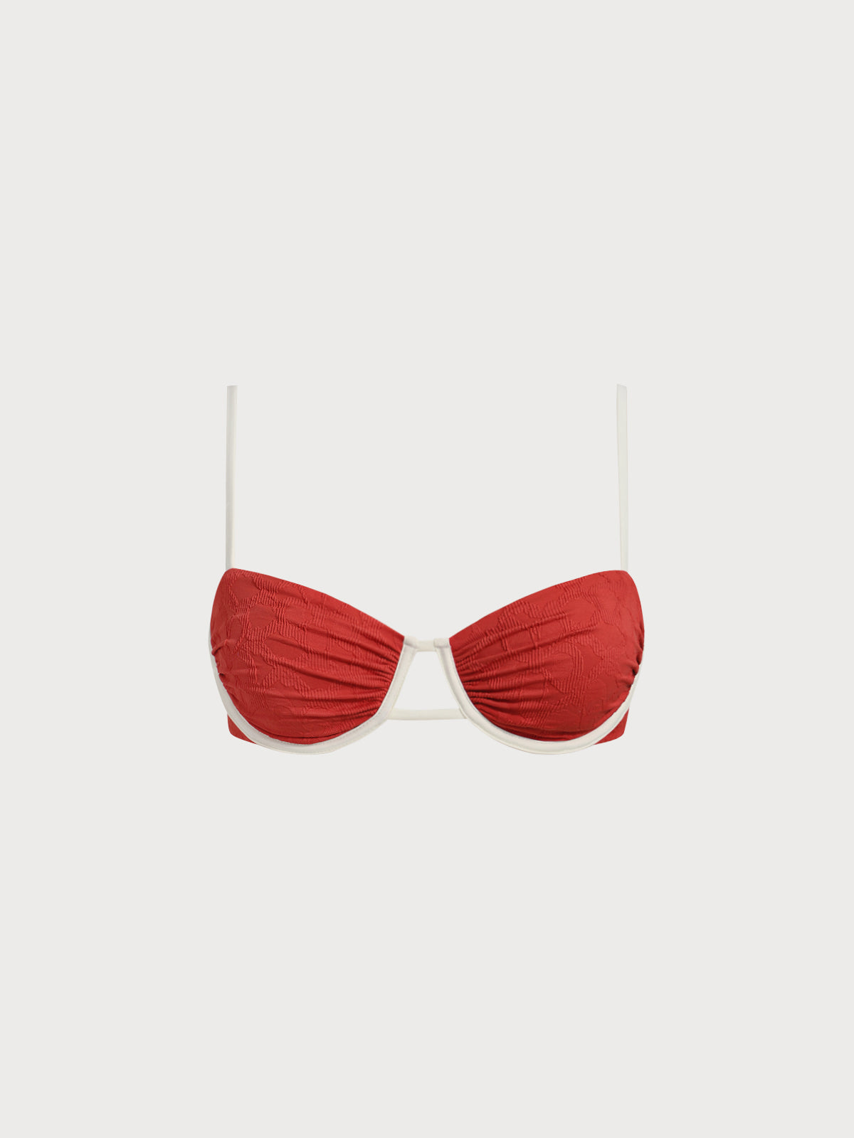 Women Knitted Nylon Bikini Tops Brick Red Sustainable Bikinis - BERLOOK