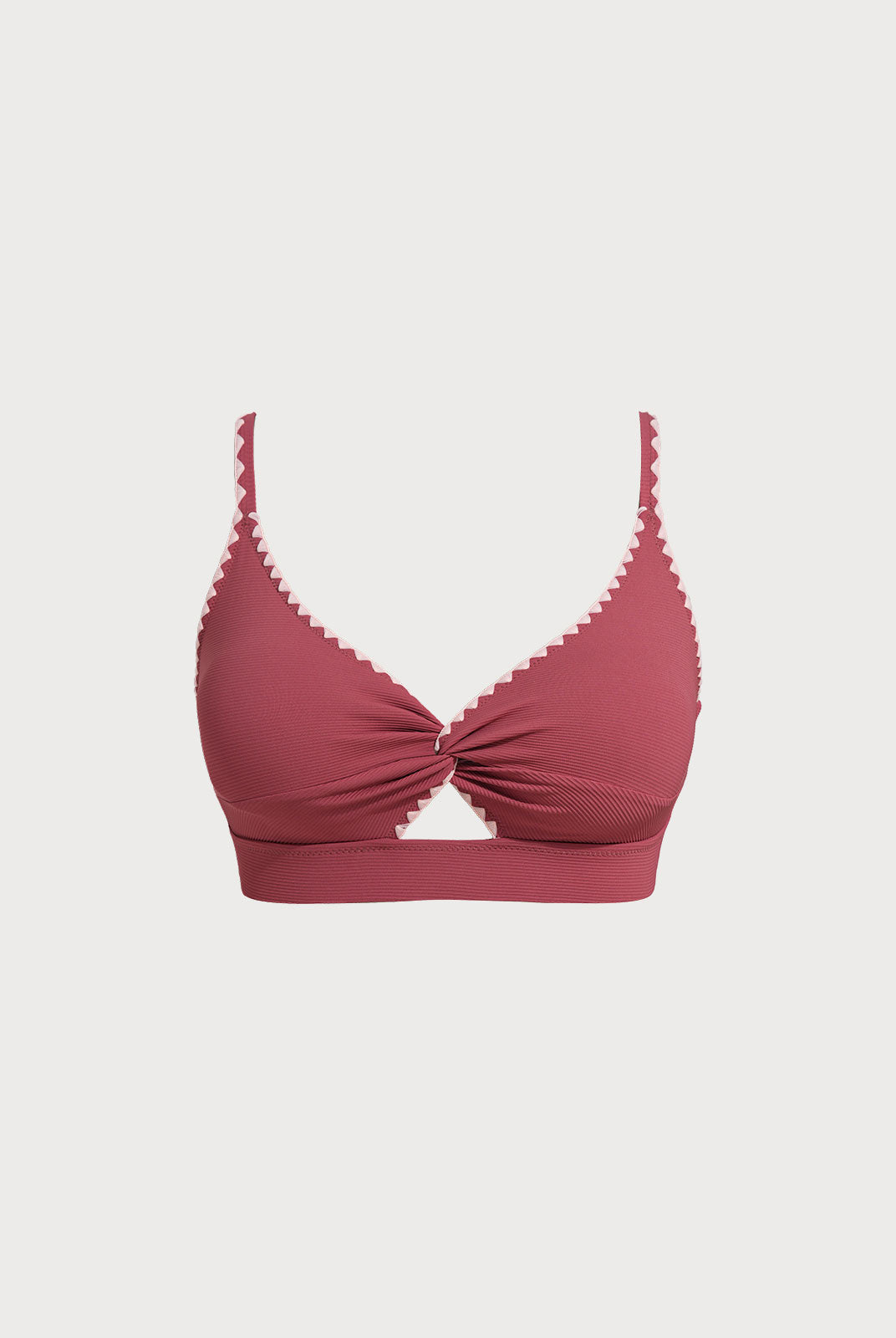 Women Knitted Nylon Bikini Tops Brick Red Sustainable Plus Size Bikinis - BERLOOK