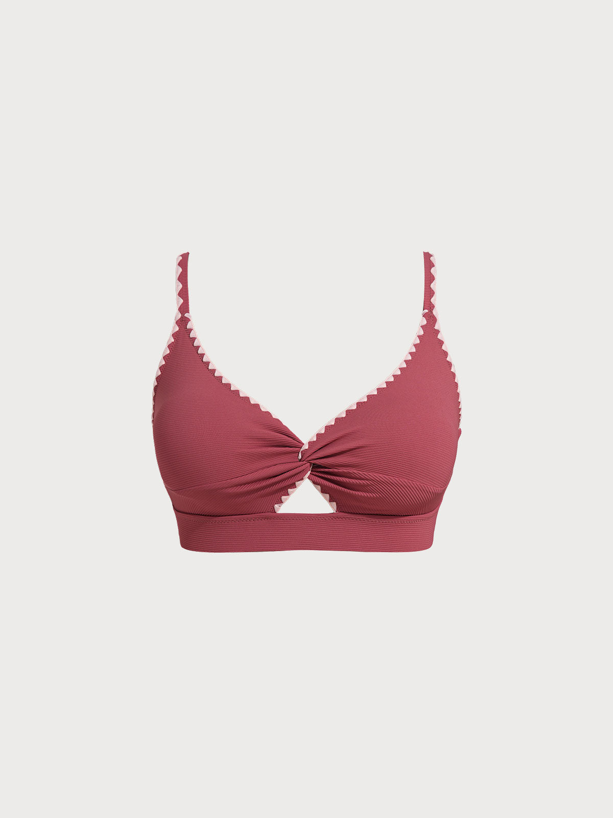 Women Knitted Nylon Bikini Tops Brick Red Sustainable Plus Size Bikinis - BERLOOK