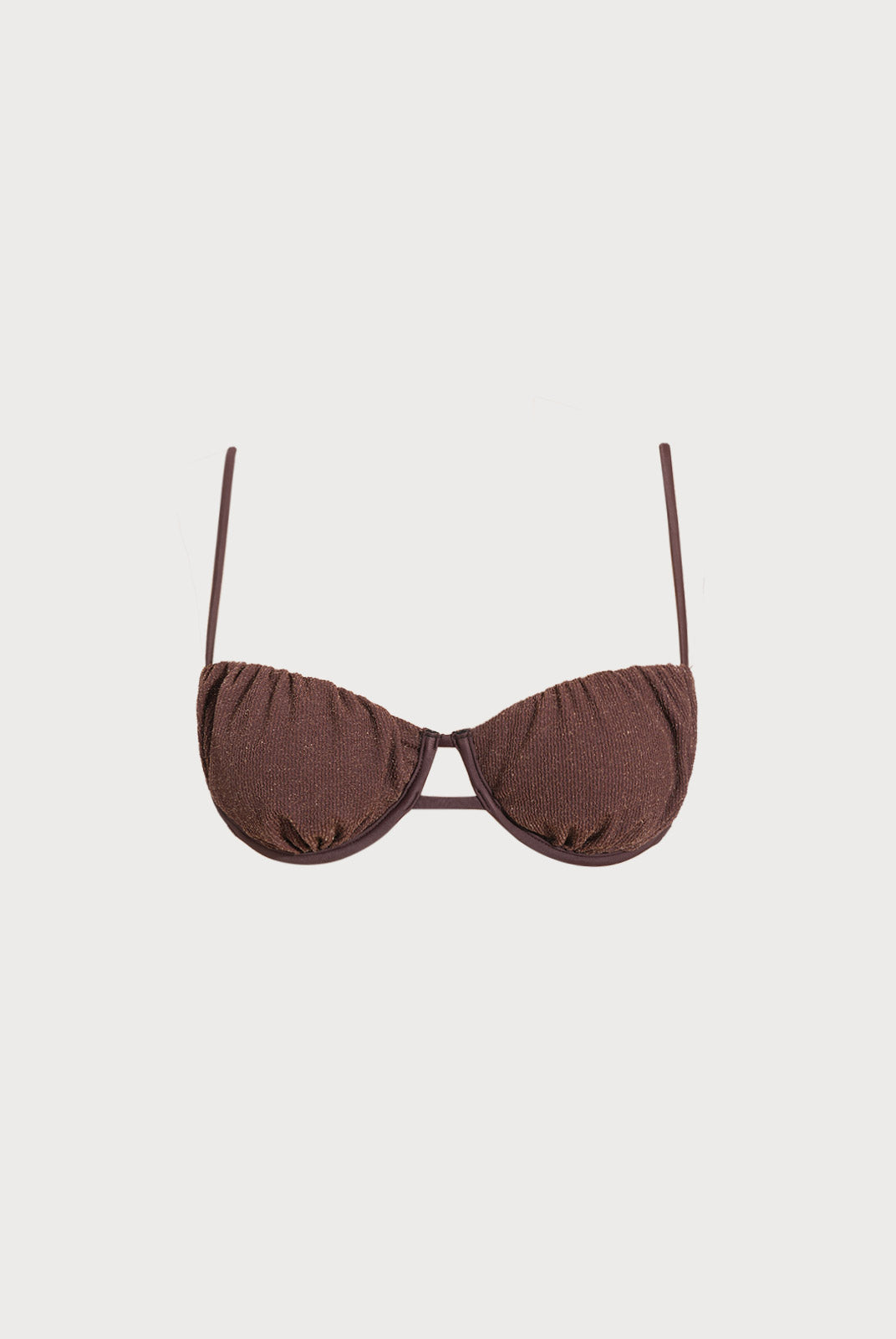 Women Knitted Nylon Bikini Tops Dark Coffee Sustainable Bikinis - BERLOOK