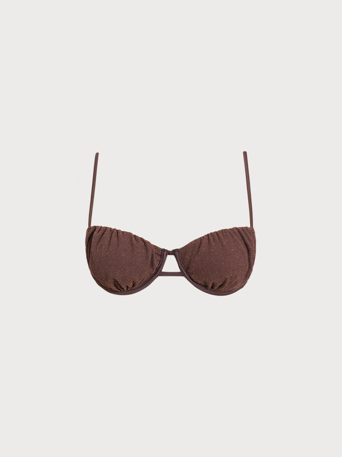 Women Knitted Nylon Bikini Tops Dark Coffee Sustainable Bikinis - BERLOOK