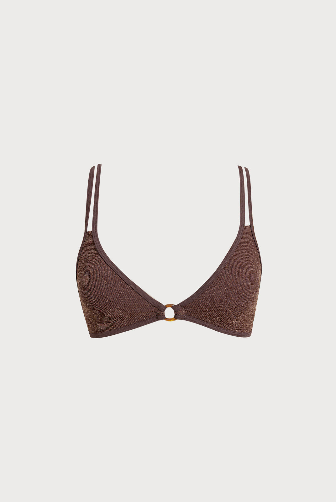 Women Knitted Nylon Bikini Tops Dark Coffee Sustainable Bikinis - BERLOOK