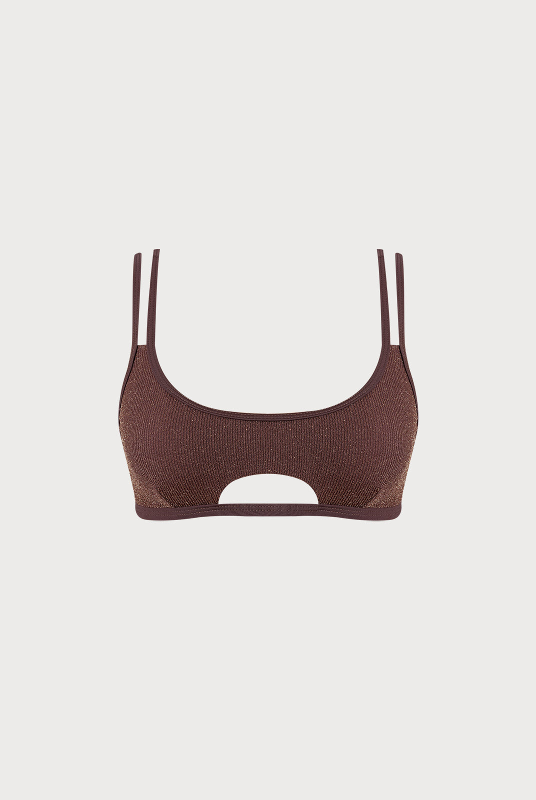 Women Knitted Nylon Bikini Tops Dark Coffee Sustainable Bikinis - BERLOOK