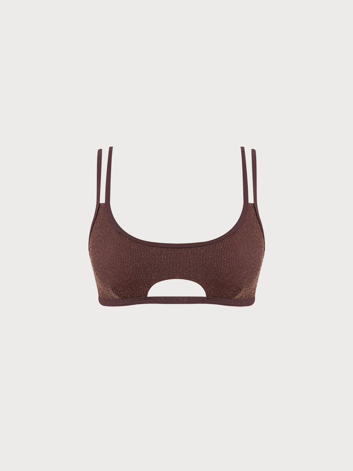 Women Knitted Nylon Bikini Tops Dark Coffee Sustainable Bikinis - BERLOOK