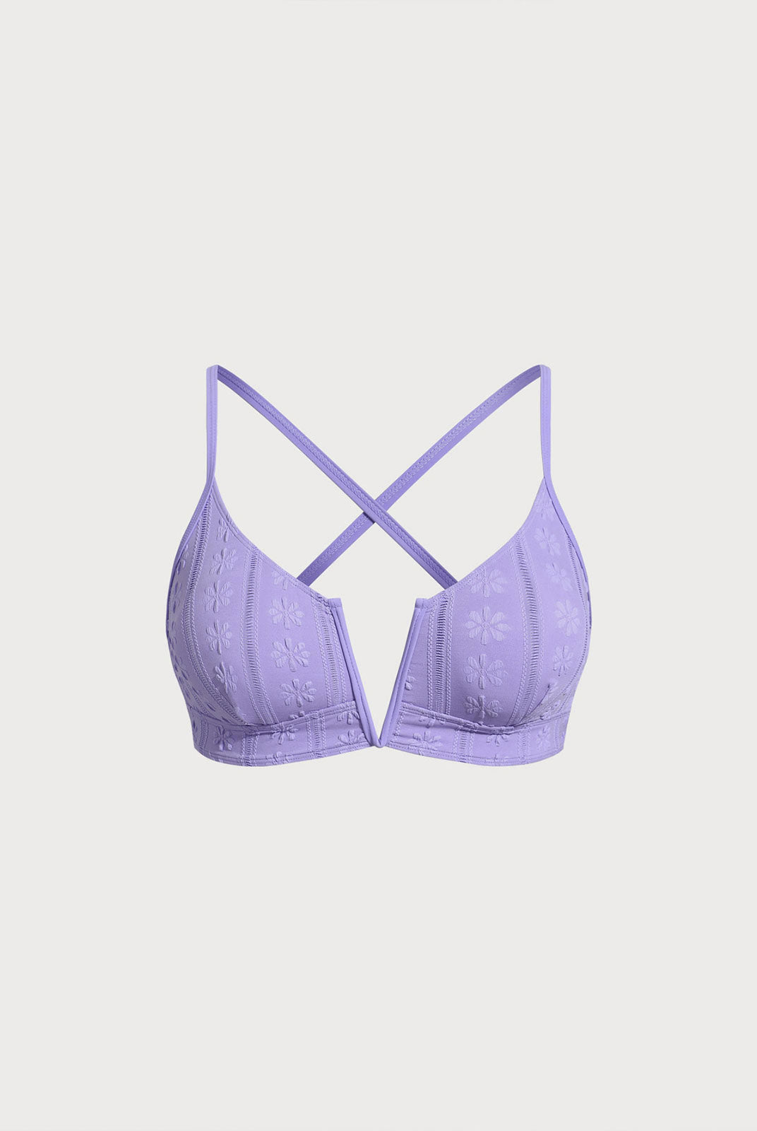 Women Knitted Nylon Bikini Tops Purple Sustainable Plus Size Bikinis - BERLOOK