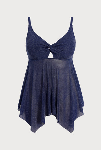 Women Knitted Nylon Bikini Tops Tankini Tops Blue Sustainable Plus Size Tankinis - BERLOOK