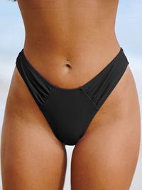 Women Knitted Nylon blended Bikini Bottoms Black Sustainable Bikinis - BERLOOK