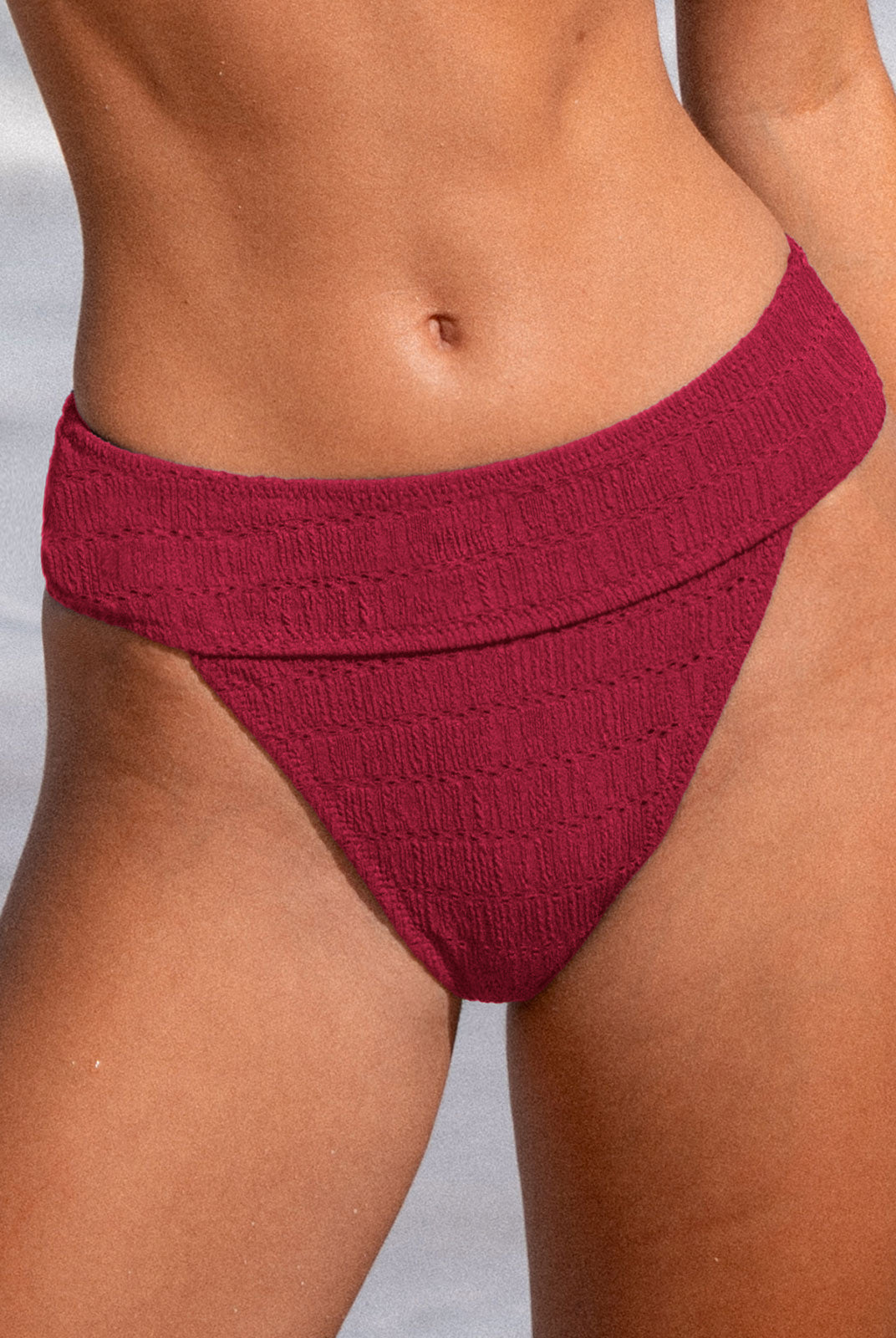 Women Knitted Nylon blended Bikini Bottoms Red Sustainable Bikinis - BERLOOK