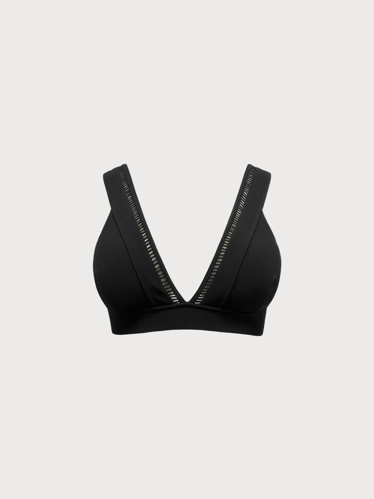 Women Knitted Nylon blended Bikini Tops Black Sustainable Plus Size Bikinis - BERLOOK