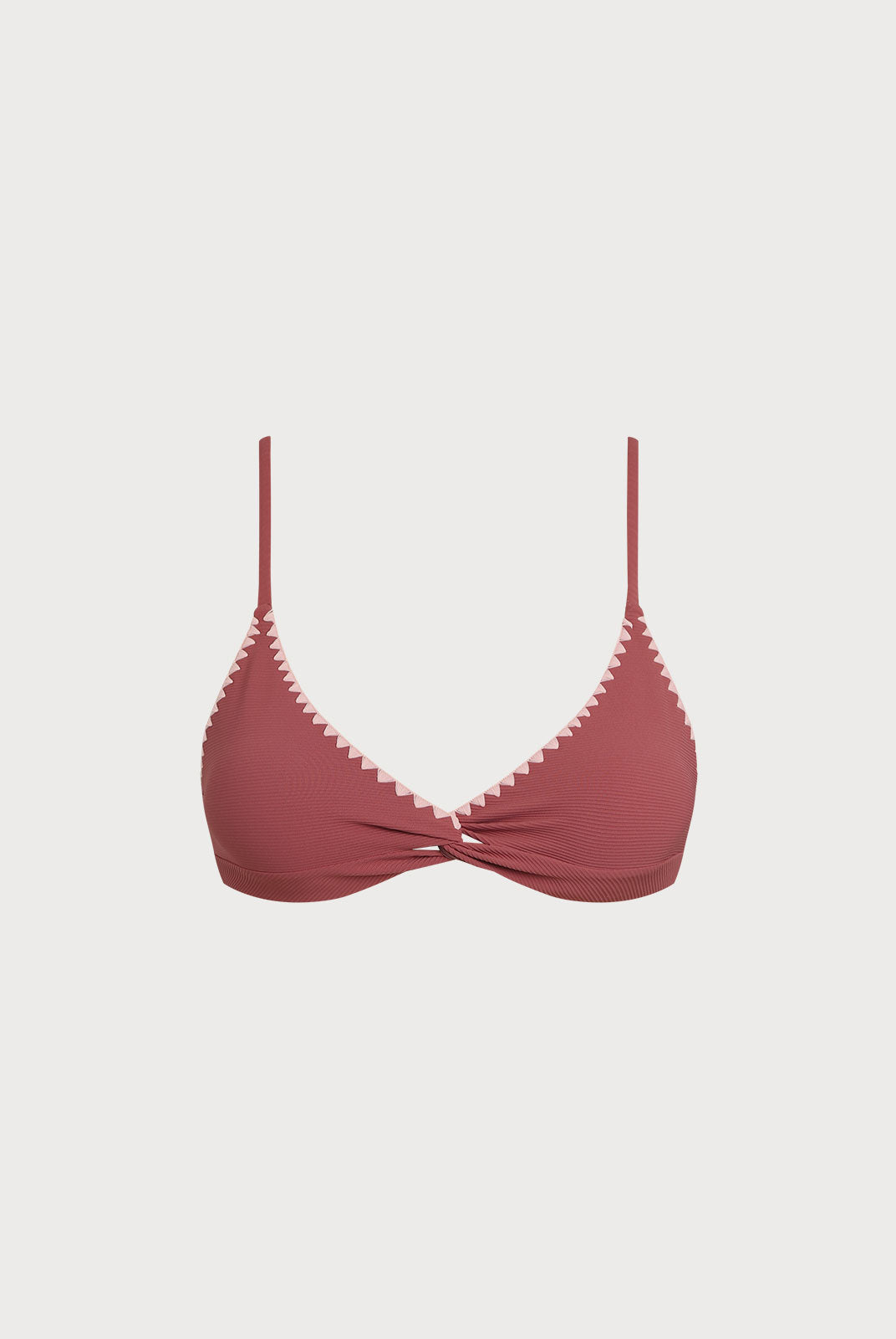 Women Knitted Nylon blended Bikini Tops Brick Red Sustainable Bikinis - BERLOOK