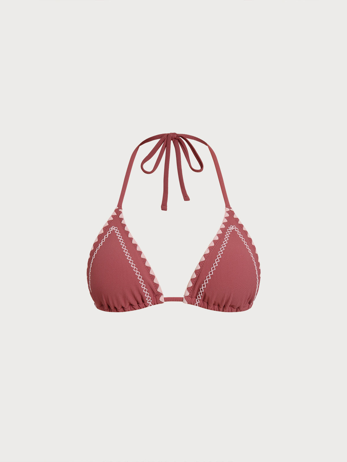 Women Knitted Nylon blended Bikini Tops Brick Red Sustainable Bikinis - BERLOOK