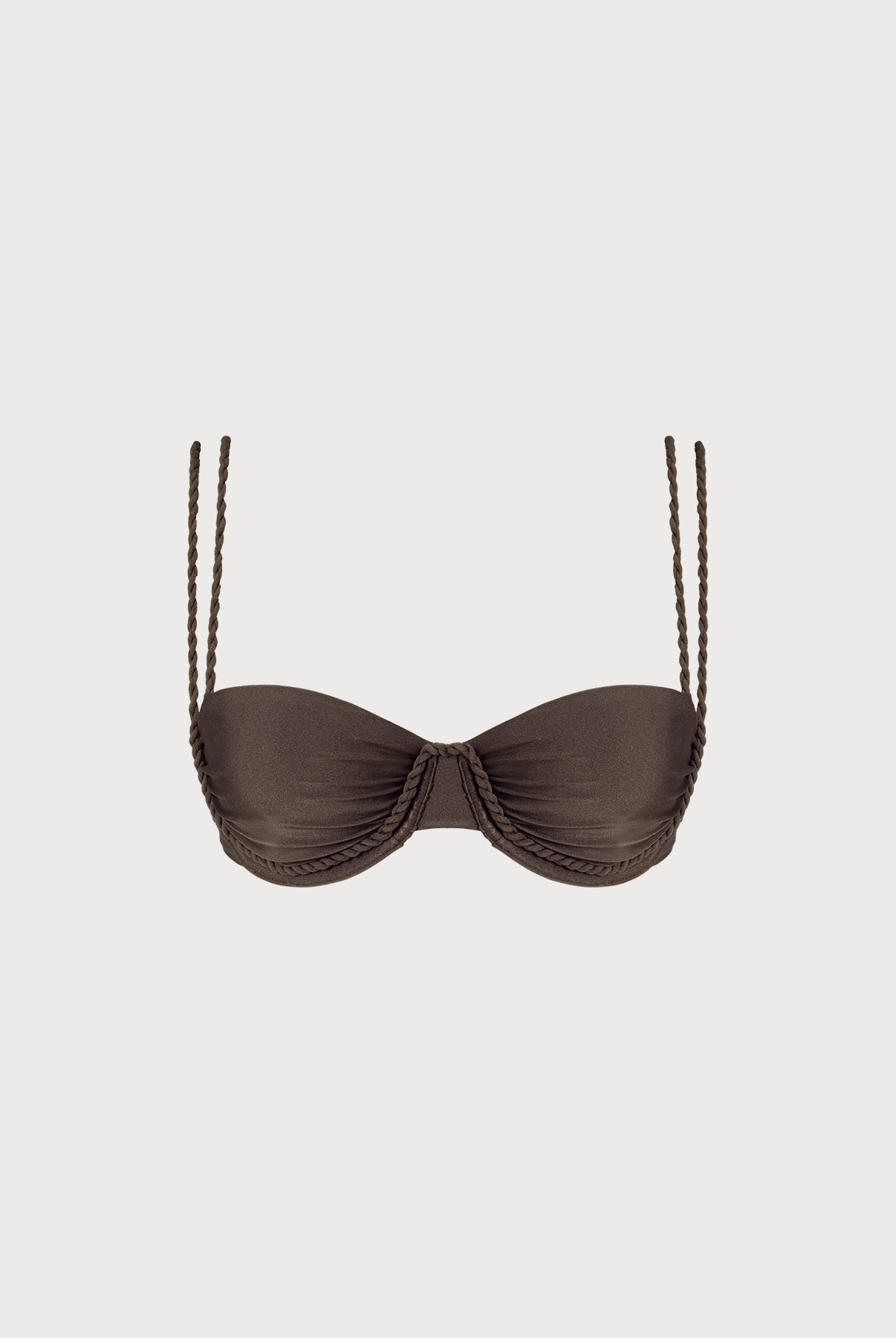 Women Knitted Nylon Blended Bikini Tops Dark Coffee Sustainable Bikinis - BERLOOK