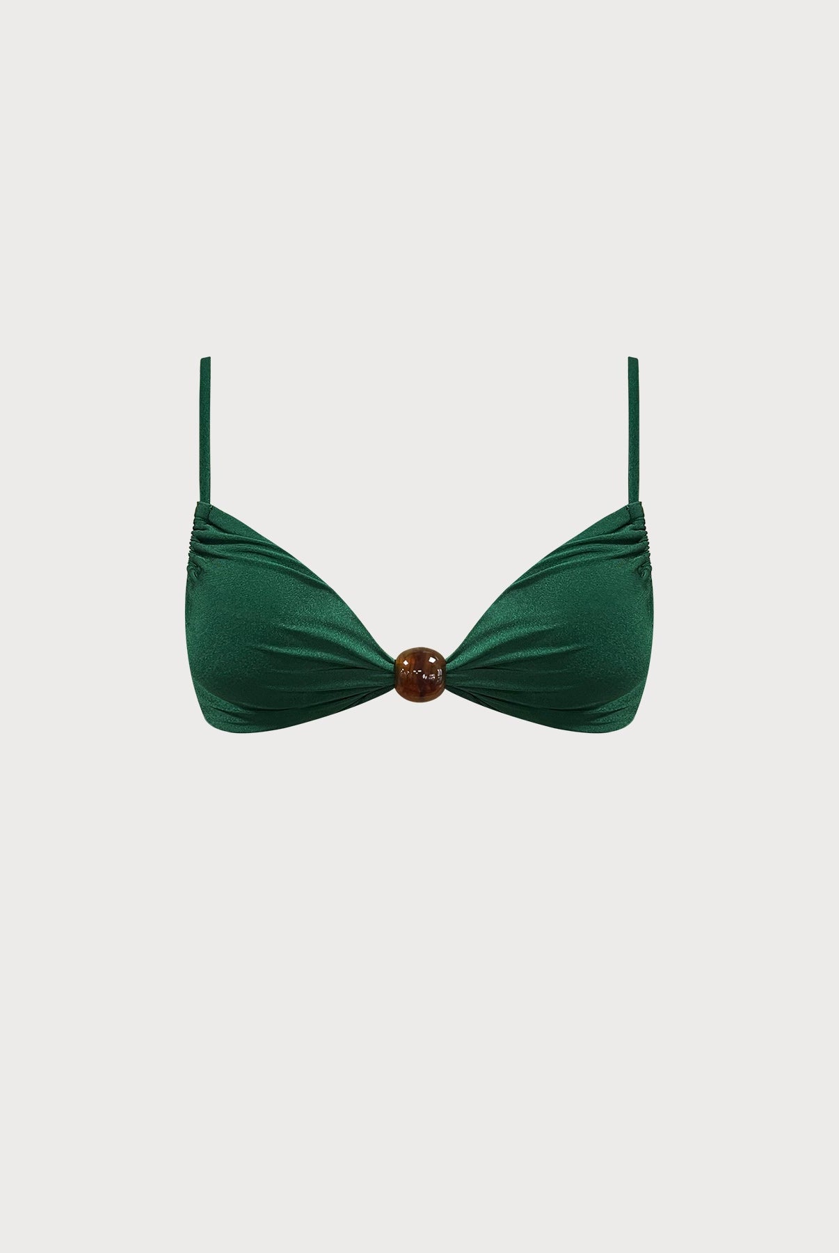 Women Knitted Nylon blended Bikini Tops Dark Green Sustainable Bikinis - BERLOOK