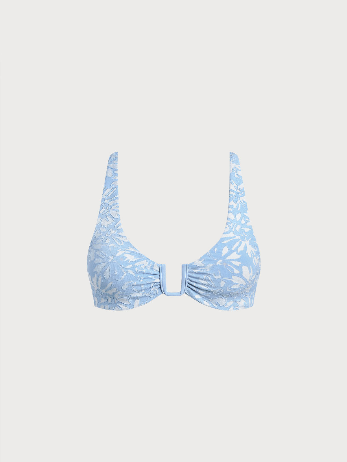 Women Knitted Nylon blended Bikini Tops Light Blue Sustainable Bikinis - BERLOOK