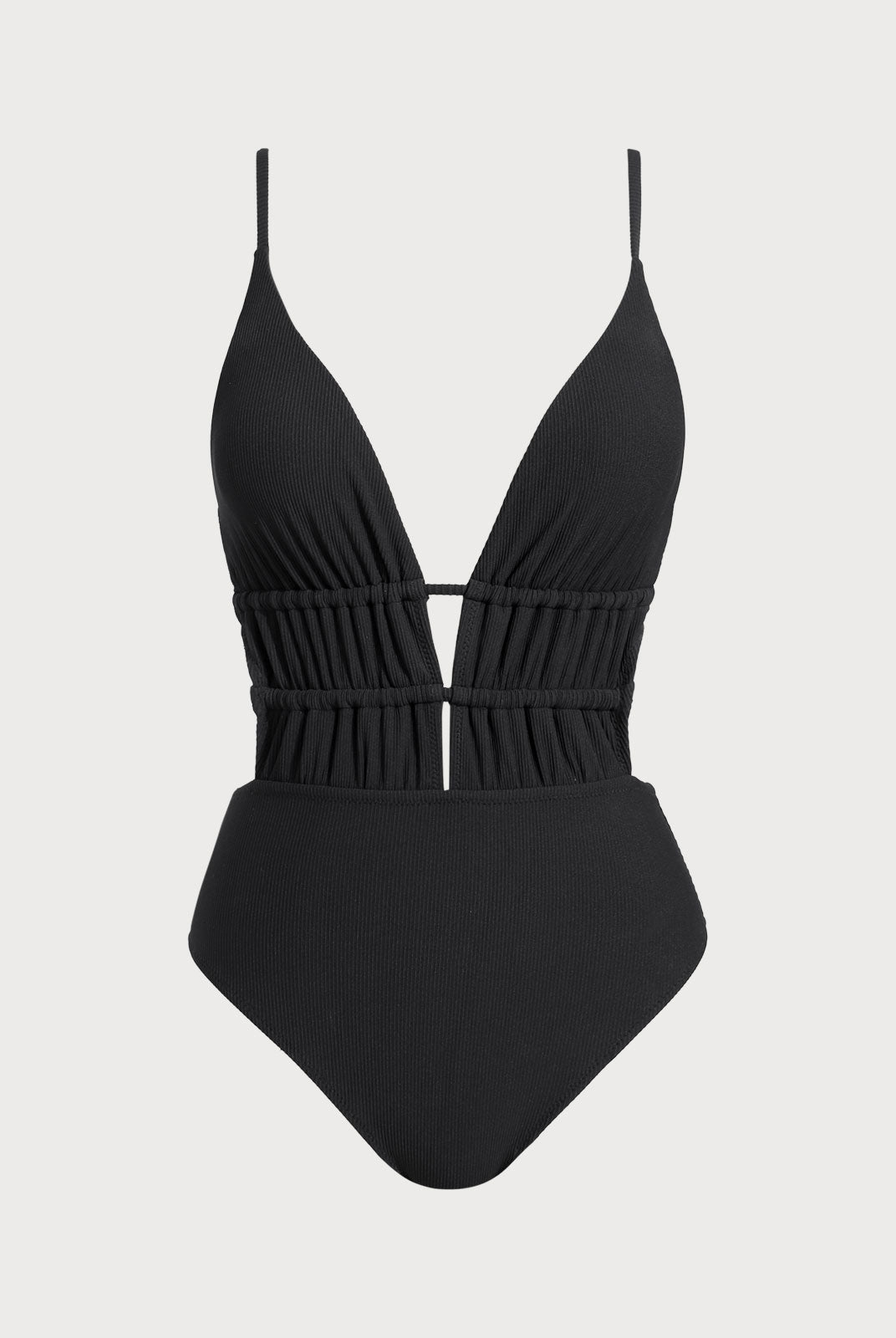 Women Knitted Nylon Blended One Pieces Swimwear Black Sustainable One-Pieces - BERLOOK