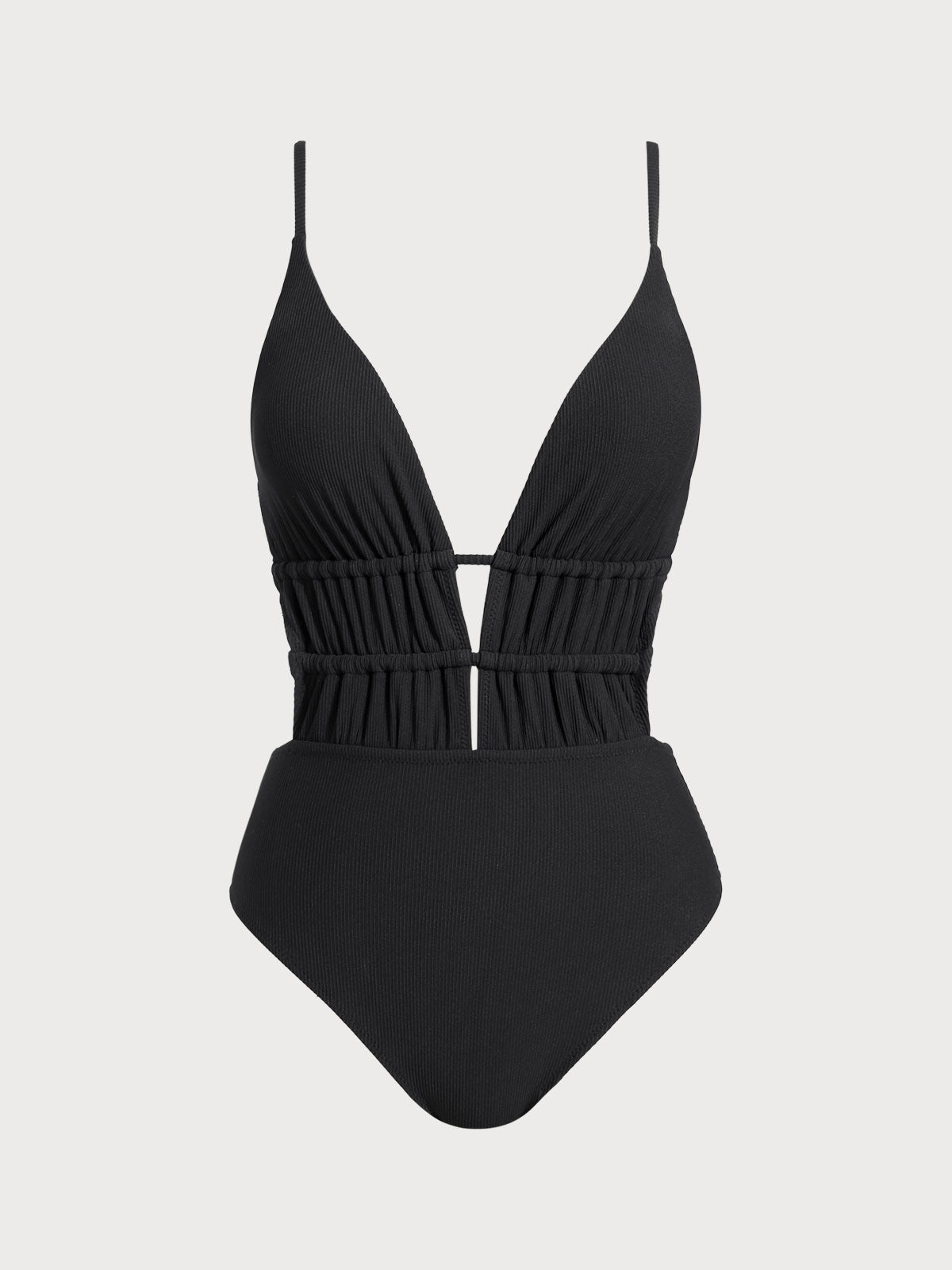 Women Knitted Nylon Blended One Pieces Swimwear Black Sustainable One-Pieces - BERLOOK