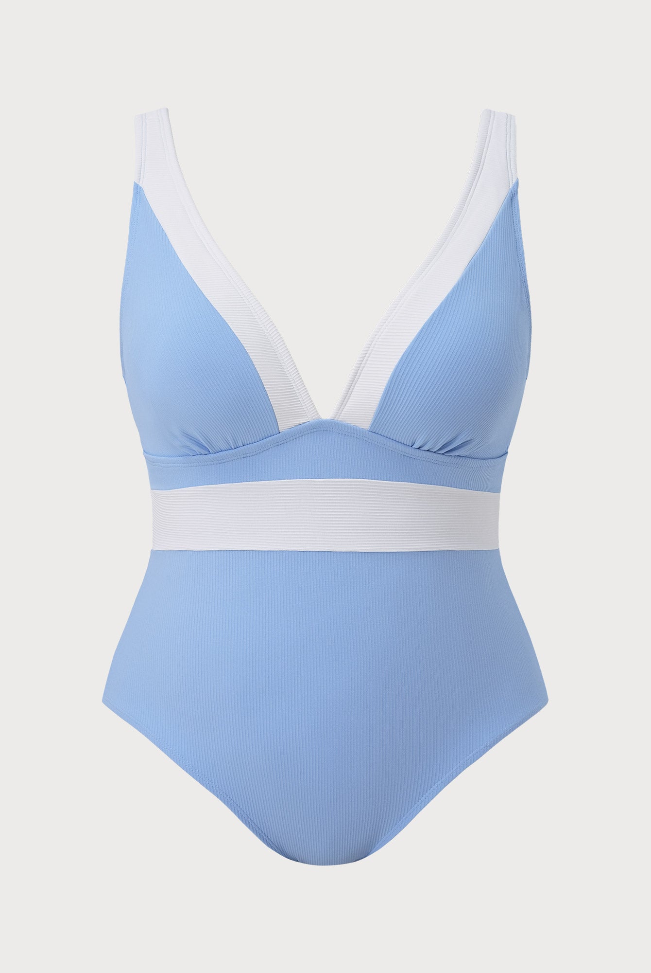 Women Knitted Nylon blended One Pieces Swimwear Blue Sustainable Plus Size One-Pieces - BERLOOK